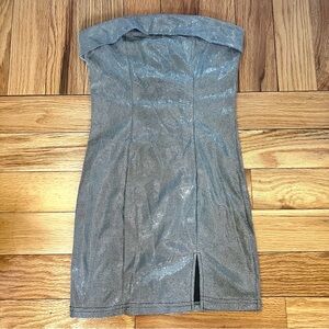 Silver Mini Strapless Dress